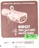 Budgit-Budgit Hoist 1 Ton, Electric Hoist Operations Service and Parts Manual 1974-1 Ton-622-633-02